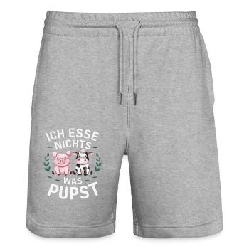 Vegetarian Vegan Animal Welfare Animal Rights Veggie - Stanley/Stella Trainer Unisex Organic Jogging Shorts - heather grey - Front - Nik (191cm) & Marisol (170cm)