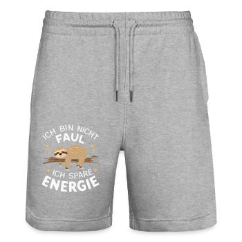 Faultier Faultiere Tier Schlafen Faul - Stanley/Stella Unisex Bio Joggingshorts Trainer  - Grau meliert - Vorne - Nik (191cm) & Marisol (170cm)