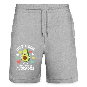 Avocado Essen Guacamole Vegan - Stanley/Stella Unisex Bio Joggingshorts Trainer  - Grau meliert - Vorne - Nik (191cm) & Marisol (170cm)
