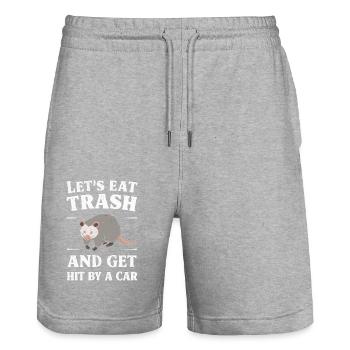 Opossum Possum Animal - Stanley/Stella Trainer Unisex Organic Jogging Shorts - heather grey - Front - Nik (191cm) & Marisol (170cm)