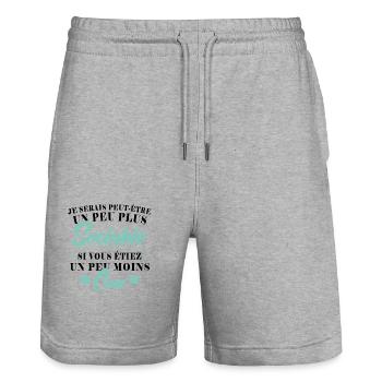 Ich wäre geselliger, wenn du weniger dumm wärst - Stanley/Stella Unisex Bio Joggingshorts Trainer  - Grau meliert - Vorne - Nik (191cm) & Marisol (170cm)