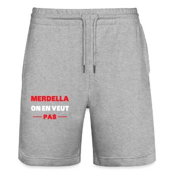we don't want it - Stanley/Stella Trainer Unisex Organic Jogging Shorts - heather grey - Front - Nik (191cm) & Marisol (170cm)