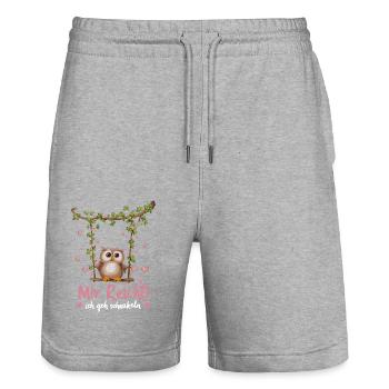 oiseau de nuit hibou hibou oiseau - Short de jogging bio TRAINER Stanley/Stella unisexe - gris chiné - Devant - Nik (191cm) & Marisol (170cm)