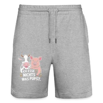 Vegetarian Vegan Animal Welfare Animal Rights Veggie - Stanley/Stella Trainer Unisex Organic Jogging Shorts - heather grey - Front - Nik (191cm) & Marisol (170cm)