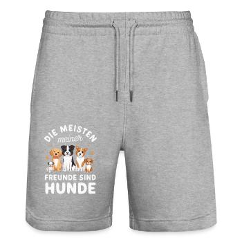 Hund Hunde Haustier Lustige Sprüche - Stanley/Stella Unisex Bio Joggingshorts Trainer  - Grau meliert - Vorne - Nik (191cm) & Marisol (170cm)
