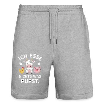 Végétarien Végétalien Bien-être animal Droits des animaux Veggie - Short de jogging bio TRAINER Stanley/Stella unisexe - gris chiné - Devant - Nik (191cm) & Marisol (170cm)