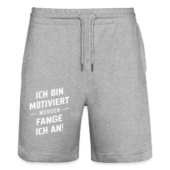 Sarcasme Ironie Drôle Paroles sarcastiques - Short de jogging bio TRAINER Stanley/Stella unisexe - gris chiné - Devant - Nik (191cm) & Marisol (170cm)