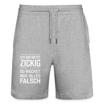 Sarcasme Ironie Drôle Paroles sarcastiques - Short de jogging bio TRAINER Stanley/Stella unisexe - gris chiné - Devant - Nik (191cm) & Marisol (170cm)