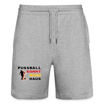 EM2024 Fußball Fußball kommt nach Haus Deutschland - Stanley/Stella Unisex Bio Joggingshorts Trainer  - Grau meliert - Vorne - Nik (191cm) & Marisol (170cm)