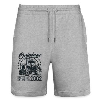 Original 2002 Anniversaire 2002 Fermier Tracteur - Short de jogging bio TRAINER Stanley/Stella unisexe - gris chiné - Devant - Nik (191cm) & Marisol (170cm)