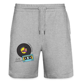 I love Hip Hop T (Lucky Mushroom) - Stanley/Stella Trainer Unisex Organic Jogging Shorts - heather grey - Front - Nik (191cm) & Marisol (170cm)