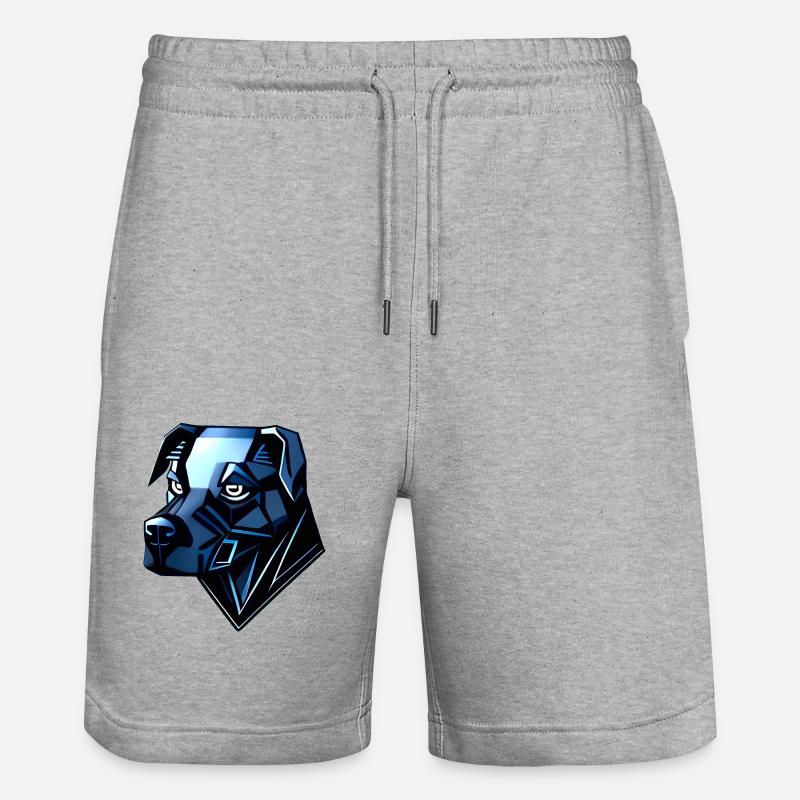 Hund Dobermann - Blaue Polygone - Stanley/Stella Unisex Bio Joggingshorts Trainer  - Grau meliert