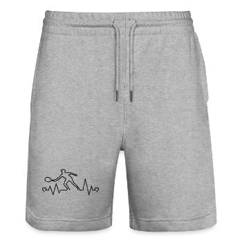 tennis,fans de tennis,ping pong,tennisman,cadeau - Short de jogging bio TRAINER Stanley/Stella unisexe - gris chiné - Devant - Nik (191cm) & Marisol (170cm)