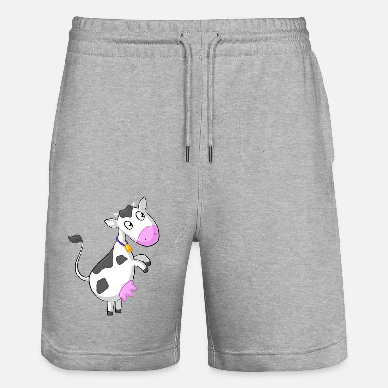 bande dessinée de vache curieuse - Short de jogging bio TRAINER Stanley/Stella unisexe - gris chiné