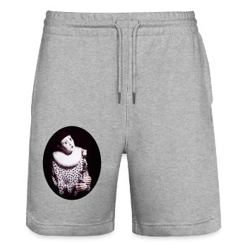 Pierrot mit Rose - Stanley/Stella Unisex Bio Joggingshorts Trainer  - Grau meliert - Vorne - Nik (191cm) & Marisol (170cm)