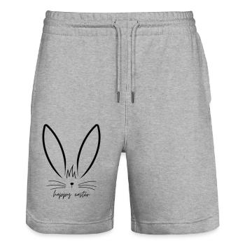 Minimal Bunny - Joyeuses Pâques - Short de jogging bio TRAINER Stanley/Stella unisexe - gris chiné - Devant - Nik (191cm) & Marisol (170cm)