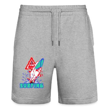 Stop - Surfing - Stanley/Stella Trainer Unisex Organic Jogging Shorts - heather grey - Front - Nik (191cm) & Marisol (170cm)