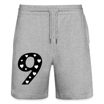 9 Geburtstag mit Herz - Stanley/Stella Unisex Bio Joggingshorts Trainer  - Grau meliert - Vorne - Nik (191cm) & Marisol (170cm)