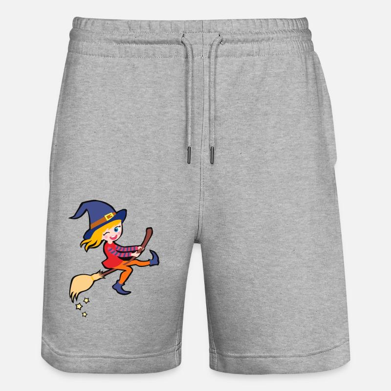 Strega carina e sfrontata sulla scopa - Pantaloncini da jogger ecologici unisex Trainer di Stanley/Stella - grigio melange