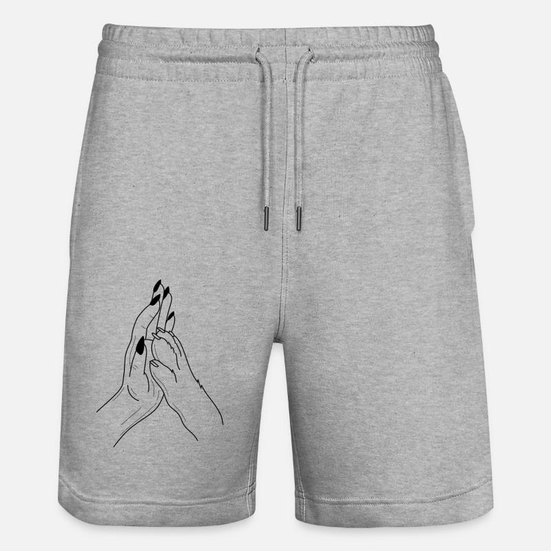 Hand Pfote Highfive - Stanley/Stella Unisex Bio Joggingshorts Trainer  - Grau meliert