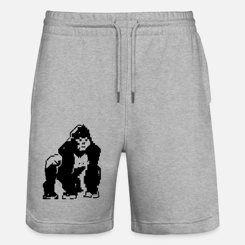 Gorille PETSCII - Short de jogging bio TRAINER Stanley/Stella unisexe - gris chiné