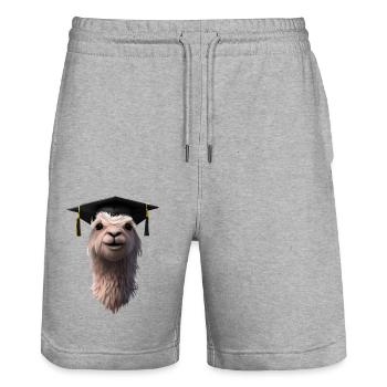 Schulabschluss Bachelor Absolvent Alpaka Studium - Stanley/Stella Unisex Bio Joggingshorts Trainer  - Grau meliert - Vorne - Nik (191cm) & Marisol (170cm)