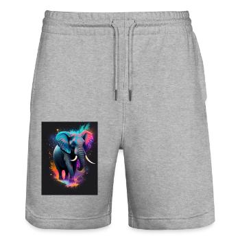 Elephant Galaxy - Stanley/Stella Unisex Bio Joggingshorts Trainer  - Grau meliert - Vorne - Nik (191cm) & Marisol (170cm)
