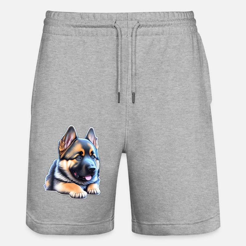 Mignon chiot berger allemand - Short de jogging bio TRAINER Stanley/Stella unisexe - gris chiné