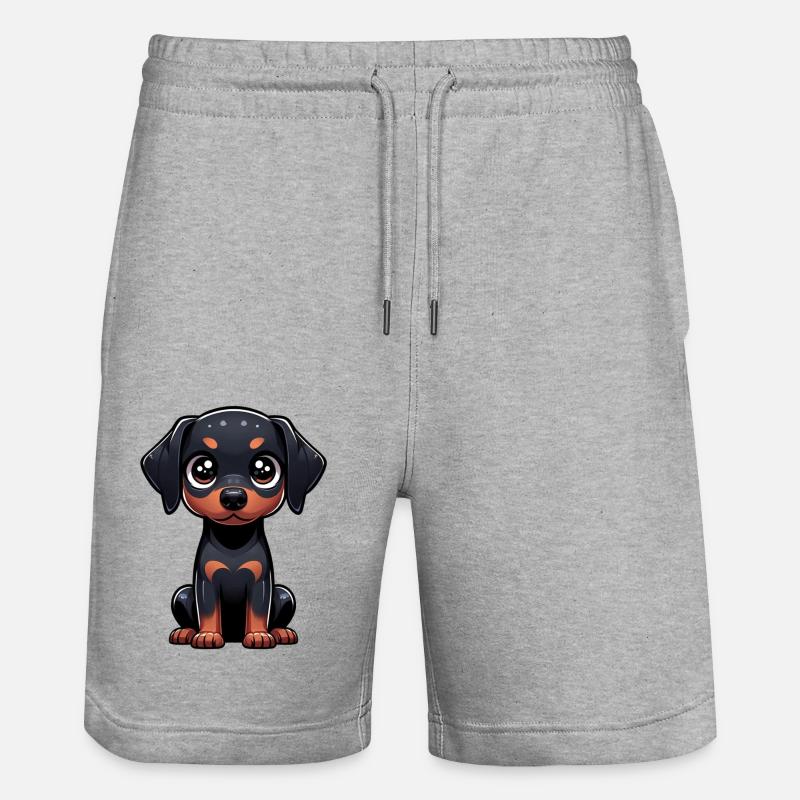 Illustration numérique de doberman mignon - Short de jogging bio TRAINER Stanley/Stella unisexe - gris chiné
