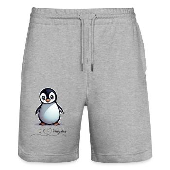 Pingouin - Short de jogging bio TRAINER Stanley/Stella unisexe - gris chiné - Devant - Nik (191cm) & Marisol (170cm)