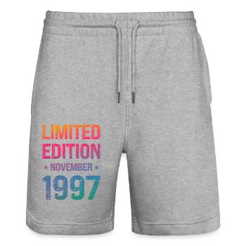Limited Edition Geburtstag Party Jahrgang 1997 - Stanley/Stella Unisex Bio Joggingshorts Trainer  - Grau meliert - Vorne - Nik (191cm) & Marisol (170cm)