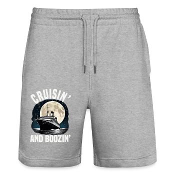 Cruising And Boozing Cruise Ship Vacation Group - Stanley/Stella Unisex Bio Joggingshorts Trainer  - Grau meliert - Vorne - Nik (191cm) & Marisol (170cm)