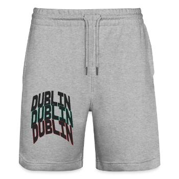 Dublin - Stanley/Stella Trainer Unisex Organic Jogging Shorts - heather grey - Front - Nik (191cm) & Marisol (170cm)