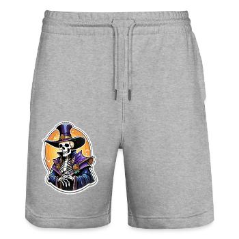 Skelett Magier Fantasy Illustration - Stanley/Stella Unisex Bio Joggingshorts Trainer  - Grau meliert - Vorne - Nik (191cm) & Marisol (170cm)