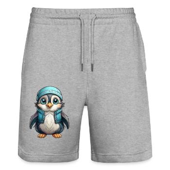 Razorbill - Stanley/Stella Trainer Unisex Organic Jogging Shorts - heather grey - Front - Nik (191cm) & Marisol (170cm)