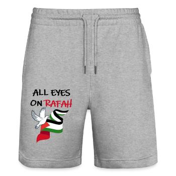 All Eyes on Rafah Dove of Peace - Stanley/Stella Trainer Unisex Organic Jogging Shorts - heather grey - Front - Nik (191cm) & Marisol (170cm)