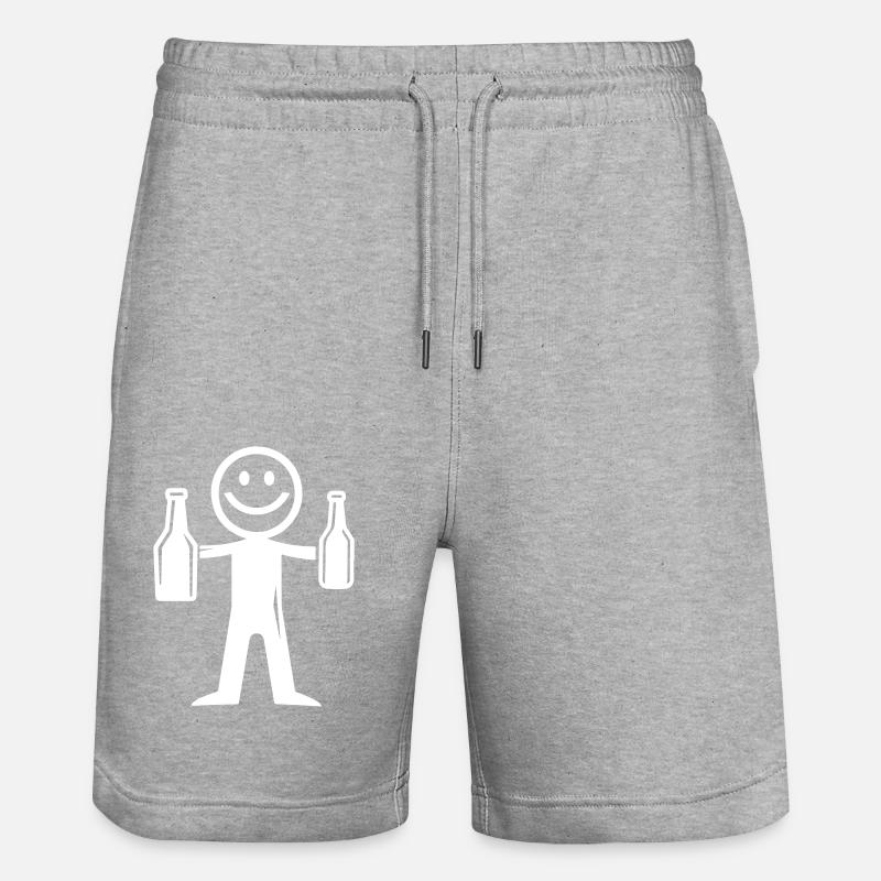 Strichmännchen Bier - Stanley/Stella Unisex Bio Joggingshorts Trainer  - Grau meliert