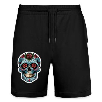 Totenkopf Neo Traditional - Stanley/Stella Unisex Bio Joggingshorts Trainer  - Schwarz - Vorne - Nik (191cm) & Marisol (170cm)