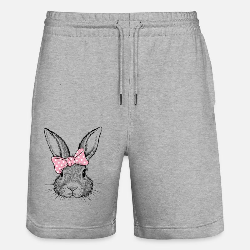 Lapin avec nœud rose - Short de jogging bio TRAINER Stanley/Stella unisexe - gris chiné