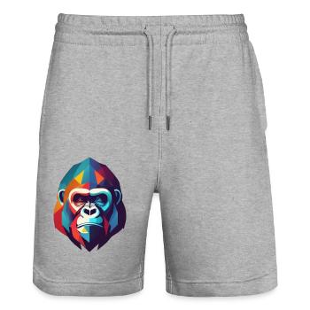Gorilla Design - Stanley/Stella Unisex Bio Joggingshorts Trainer  - Grau meliert - Vorne - Nik (191cm) & Marisol (170cm)