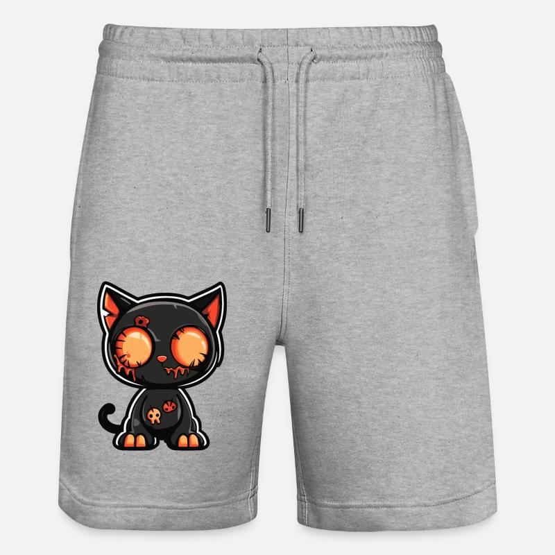 Chat Halloween Bande dessinée drôle - Short de jogging bio TRAINER Stanley/Stella unisexe - gris chiné
