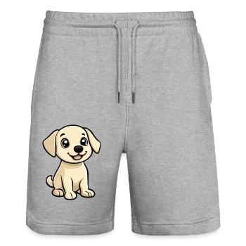 Labrador Chien Bande Dessinée Mignon - Short de jogging bio TRAINER Stanley/Stella unisexe - gris chiné - Devant - Nik (191cm) & Marisol (170cm)