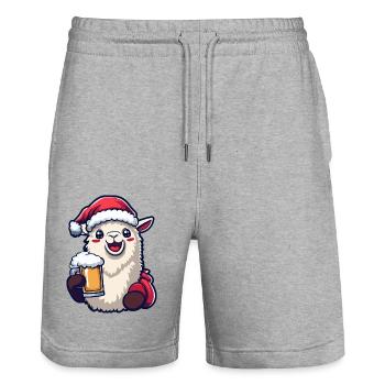 Alpaca Llama Christmas Beer - Stanley/Stella Trainer Unisex Organic Jogging Shorts - heather grey - Front - Nik (191cm) & Marisol (170cm)
