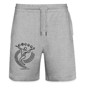 Juggling Juggler Logo - Stanley/Stella Trainer Unisex Organic Jogging Shorts - heather grey - Front - Nik (191cm) & Marisol (170cm)
