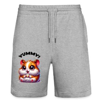Hamster yummy - Stanley/Stella Trainer Unisex Organic Jogging Shorts - heather grey - Front - Nik (191cm) & Marisol (170cm)