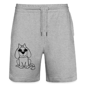 chien assis petit jolie dame arc femelle - Short de jogging bio TRAINER Stanley/Stella unisexe - gris chiné - Devant - Nik (191cm) & Marisol (170cm)