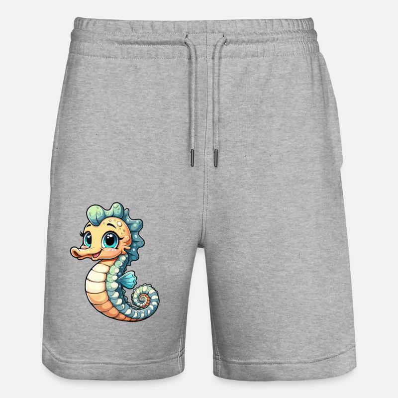 Mädchen Seepferdchen - Stanley/Stella Unisex Bio Joggingshorts Trainer  - Grau meliert