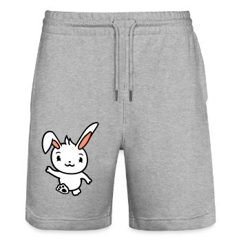 Rabbit waving greeting going running running waving waving - Stanley/Stella Trainer Unisex Organic Jogging Shorts - heather grey - Front - Nik (191cm) & Marisol (170cm)