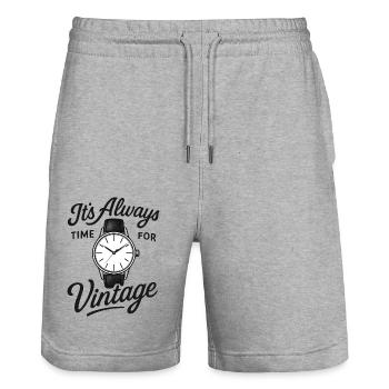 A great design for watchmakers and watch collectors - Stanley/Stella Trainer Unisex Organic Jogging Shorts - heather grey - Front - Nik (191cm) & Marisol (170cm)