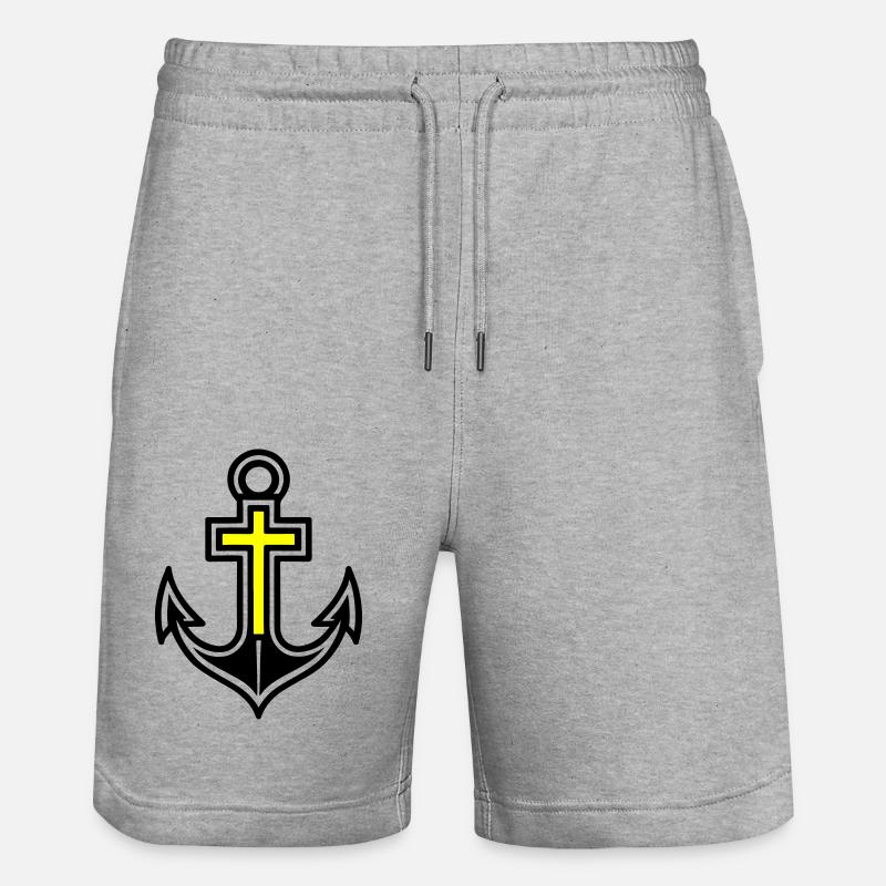 Icône de croix d’ancre - Short de jogging bio TRAINER Stanley/Stella unisexe - gris chiné